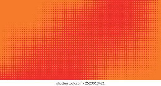 Dots halftone orange color pattern gradient texture with technology digital background. Dots pop art comics with summer background