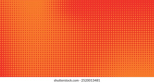 Dots halftone orange color pattern gradient texture with technology digital background. Dots pop art comics with summer background.