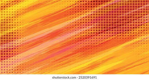 Dots Halbton orange Farbmuster Farbverlauf Textur mit Technologie digitalen Hintergrund. Punkte Pop-Art-Comics mit sommerlichem Hintergrund.