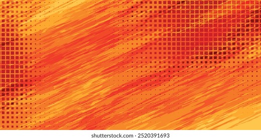 Textura de gradiente de patrón de color naranja semitono de puntos con tecnología de fondo digital. Cómics de arte pop de puntos con fondo de verano.