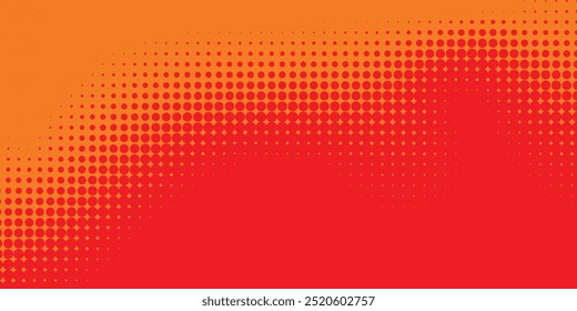 Textura de gradiente de patrón de color naranja semitono de puntos con tecnología de fondo digital. Cómics de arte pop de puntos con fondo de verano.