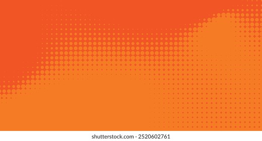 Textura de gradiente de patrón de color naranja semitono de puntos con tecnología de fondo digital. Cómics de arte pop de puntos con fondo de verano.