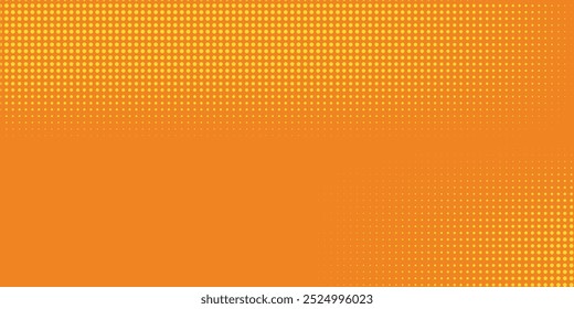 Dots halftone orange color pattern gradient texture with technology digital background. Dots pop art comics with summer background.