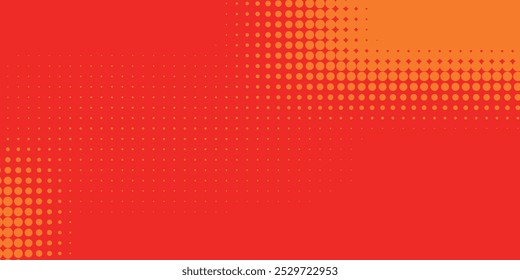Dots halftone orange color pattern gradient texture with technology digital background. Dots pop art comics with summer background
