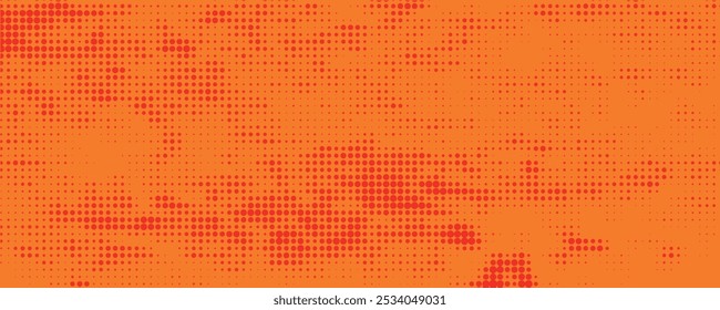 Dots halftone orange color pattern gradient texture with technology digital background.
