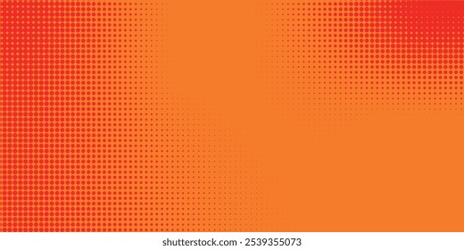 Pontos de meio-tom laranja cor padrão textura gradiente com tecnologia digital fundo. Quadrinhos de arte pop com fundo de verão.
