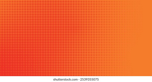 Dots halftone orange color pattern gradient texture with technology digital background. Dots pop art comics with summer background.