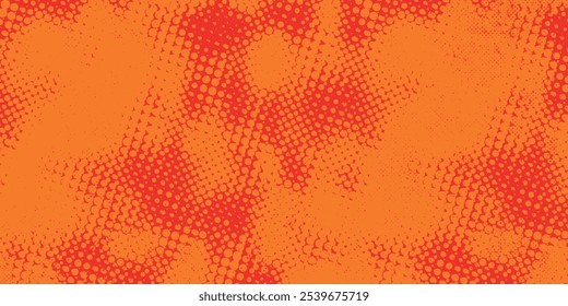 Textura de gradiente de patrón de color naranja semitono de puntos con tecnología de fondo digital.