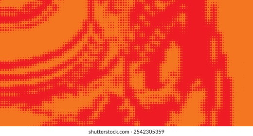 Dots halftone orange color pattern gradient texture with technology digital background. Dots pop art comics with summer background.