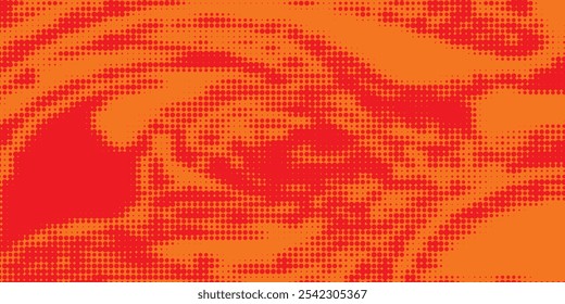 Dots Halbton orange Farbmuster Farbverlauf Textur mit Technologie digitalen Hintergrund. Punkte Pop-Art-Comics mit sommerlichem Hintergrund.