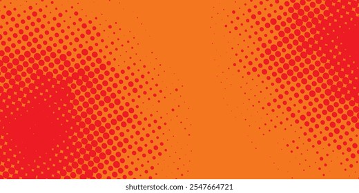 Textura de gradiente de patrón de color naranja semitono de puntos con tecnología de fondo digital. 