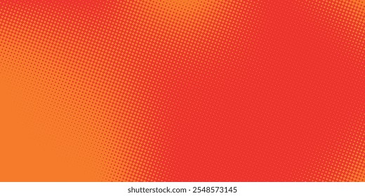 Textura de gradiente de patrón de color naranja semitono de puntos con tecnología de fondo digital. Cómics de arte pop de puntos con fondo de verano. ilustración de Vector