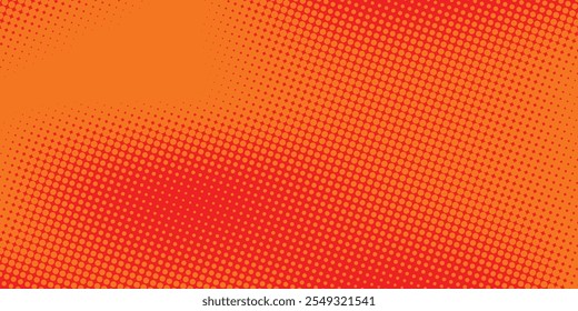 Pontos de meio-tom laranja cor padrão textura gradiente com tecnologia digital fundo. Quadrinhos de arte pop com fundo de verão.