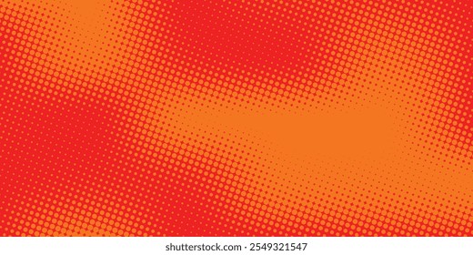 Dots halftone orange color pattern gradient texture with technology digital background. Dots pop art comics with summer background.
