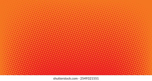 Dots halftone orange color pattern gradient texture with technology digital background. Dots pop art comics with summer background.