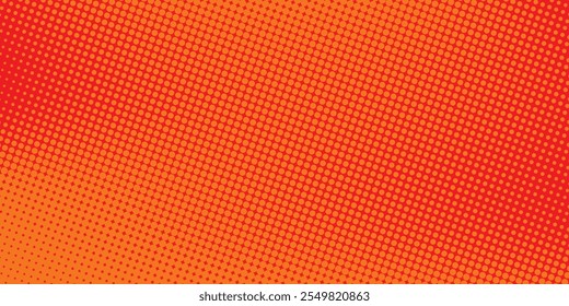 Textura de gradiente de patrón de color naranja semitono de puntos con tecnología de fondo digital. Cómics de arte pop de puntos con fondo de verano. ilustración de Vector