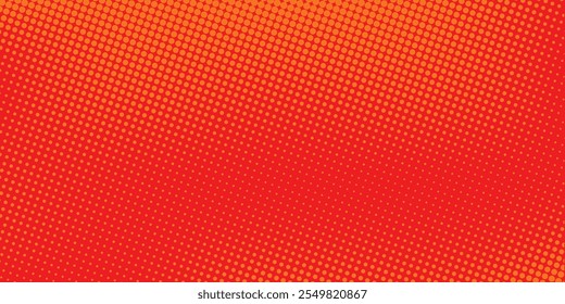 Textura de gradiente de patrón de color naranja semitono de puntos con tecnología de fondo digital. Cómics de arte pop de puntos con fondo de verano. ilustración de Vector
