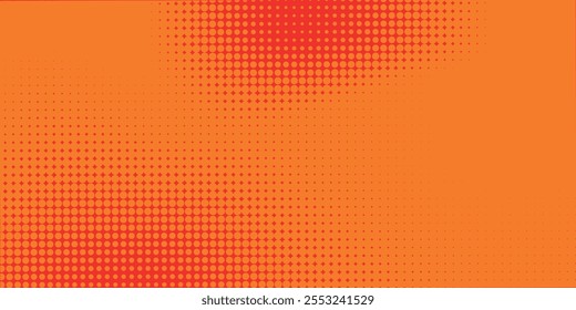 Dots halftone orange color pattern gradient texture with technology digital background. Dots pop art comics with summer background.