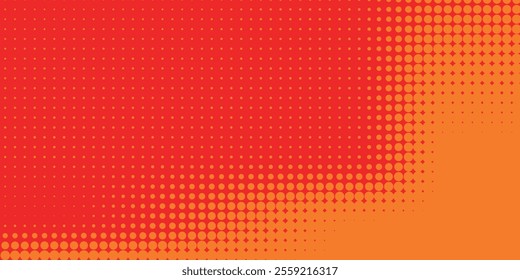 Dots halftone orange color pattern gradient texture with technology digital background. Dots pop art comics with summer background.