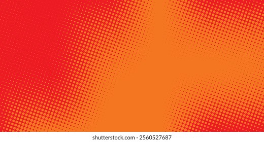 Dots halftone orange color pattern gradient texture with technology digital background. Dots pop art comics with summer background.