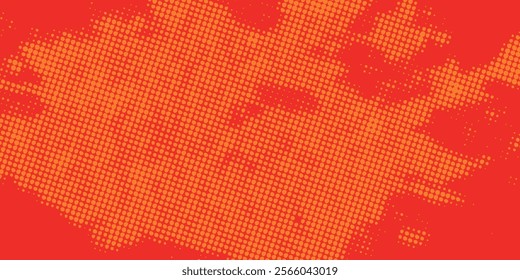 Dots halftone orange color pattern gradient texture with technology digital background. Dots pop art comics with summer background.