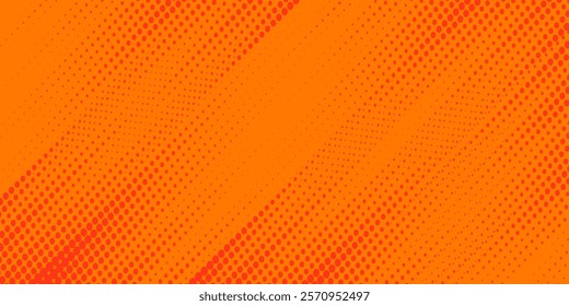 Dots halftone orange color pattern gradient texture with technology digital background. Dots pop art comics with summer background.