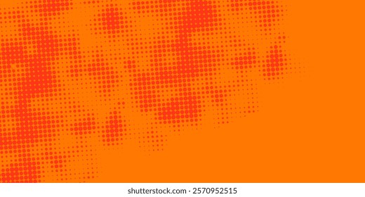 Dots halftone orange color pattern gradient texture with technology digital background. Dots pop art comics with summer background.