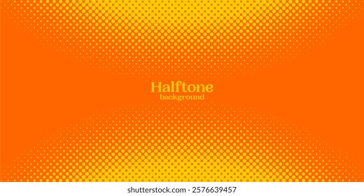 Dots halftone orange color pattern gradient texture with technology digital background. Dots pop art comics with summer background. vector eps