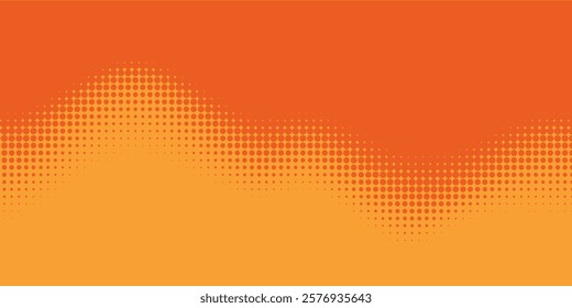 Dots halftone orange color pattern gradient texture with technology digital background. Dots pop art comics with nature graphic design.