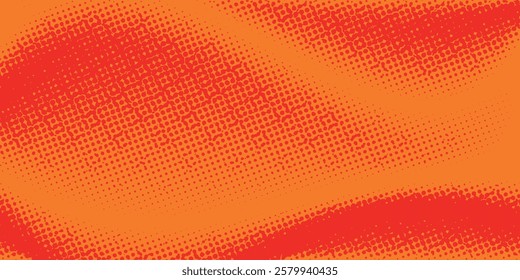 Dots halftone orange color pattern gradient texture with technology digital background. Dots pop art comics with summer background.