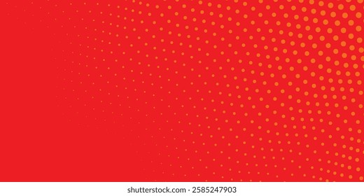 Dots halftone orange color pattern gradient texture with technology digital background. Dots pop art comics 