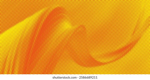Dots halftone orange color pattern gradient texture with technology digital background. Dots pop art comics with summer background.