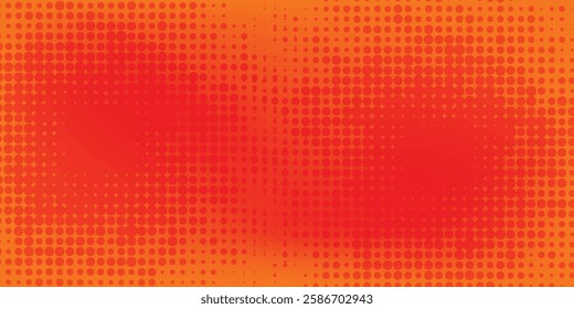 Dots halftone orange color pattern gradient texture with technology digital background. Dots pop art comics with modern dots halftone 