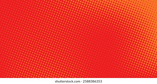 Dots halftone orange color pattern gradient texture with technology digital background. Dots pop art comics with summer background. vector ilustration