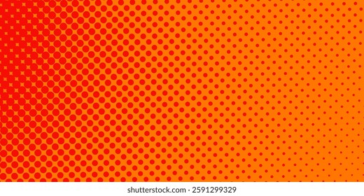 Dots halftone orange color pattern gradient texture with technology digital background. Dots pop art modern