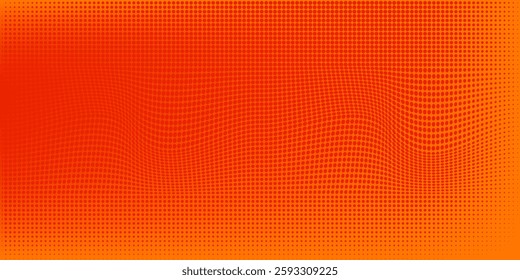 Dots halftone orange color pattern gradient texture with technology digital background. Dots pop art comics with summer background.
