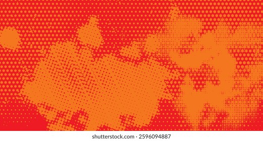Dots halftone orange color pattern gradient texture with technology digital background. Dots pop art comics with summer background vector illustration eps 10.
