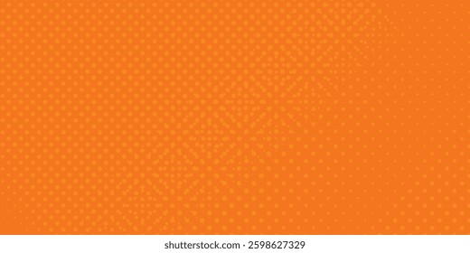 Dots halftone orange color pattern gradient texture with technology digital background. Dots pop art comics with summer background arts modern orange