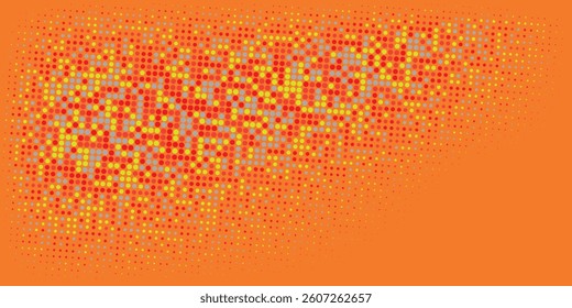 Dots halftone orange color pattern gradient texture with technology digital background. Dots pop art comics with summer vector illustration.