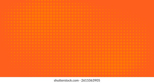 Dots halftone orange color pattern gradient texture with technology digital background. Dots pop art comics with summer background.