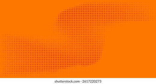 Dots halftone orange color pattern gradient texture with technology digital background. Dots pop art comics with summer background.