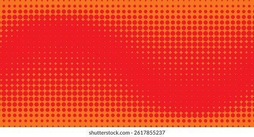 Dots halftone orange color pattern gradient texture with technology digital background. Dots pop art comics with summer background.