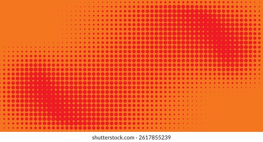 Dots halftone orange color pattern gradient texture with technology digital background. Dots pop art comics with summer background.
