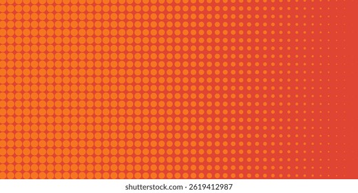 Dots halftone orange color pattern gradient texture with technology digital background. Dots pop art comics with summer background.