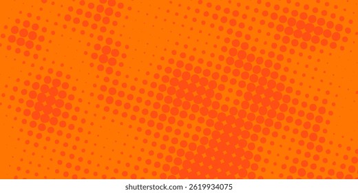 Textura de gradiente de patrón de color naranja semitono de puntos con tecnología de fondo digital. Cómics de arte pop de puntos con fondo de verano.