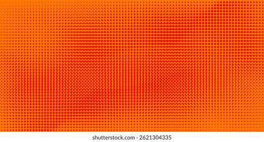 Textura de gradiente de patrón de color naranja semitono de puntos con tecnología de fondo digital. Cómics de arte pop de puntos con fondo de verano.