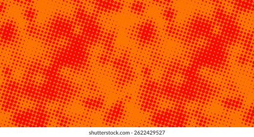 Dots halftone orange color pattern gradient texture with technology digital background. Dots pop art comics with summer background