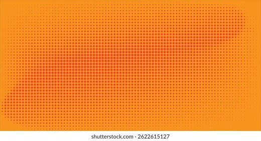 Textura de gradiente de patrón de color naranja semitono de puntos con tecnología de fondo digital. Cómics de arte pop de puntos con fondo de verano.