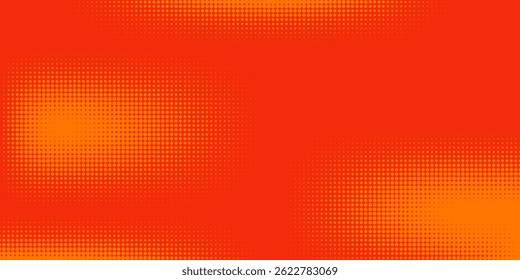 Textura de gradiente de patrón de color naranja semitono de puntos con tecnología de fondo digital. Cómics de arte pop de puntos con fondo de verano.