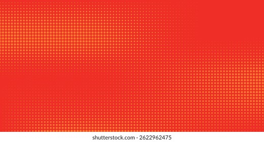 Pontos de meio-tom laranja cor padrão textura gradiente com tecnologia digital fundo. Quadrinhos de arte pop com fundo de verão.
